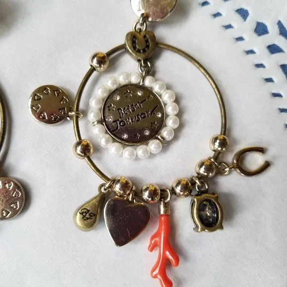 Betsey Johnson Vintage Hoop Charm Earrings - EPC - Picture 13 of 14